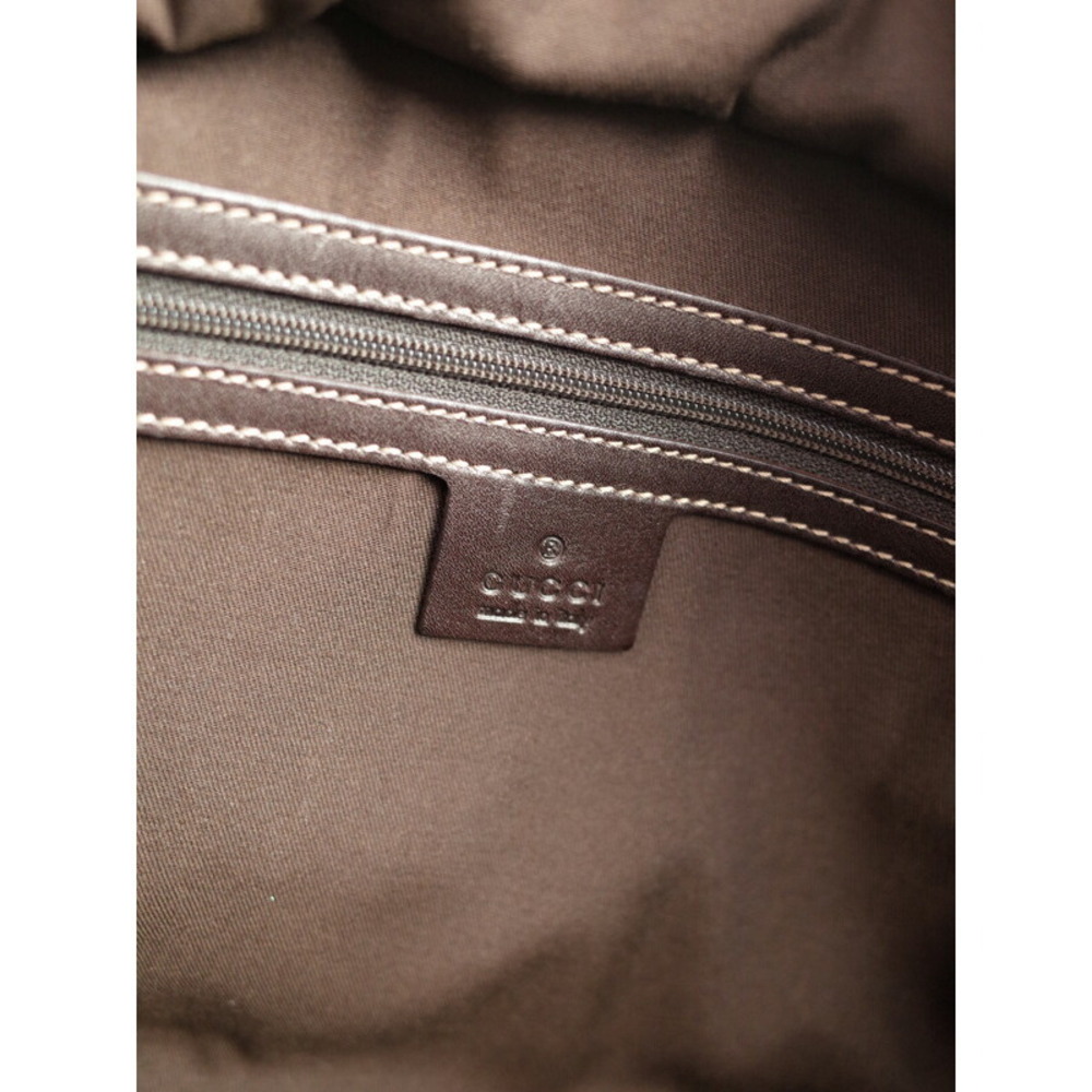 Gucci beige GG monogram canvas brown leather horsebit Tote Shoulder Bag - Picture 9 of 9